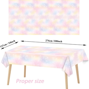 Pink rainbow star pattern disposable PE tablecloth for girls birthday party 54x108 inch