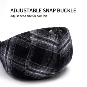 Plaid vintage newsboy cap for men and women with adjustable metal buckle closure