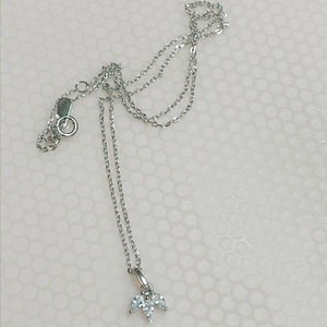 Elegant S925 sterling silver necklace with three marquise-cut stones on a white background