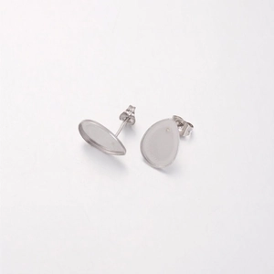 Stainless Steel Teardrop Earring Stud Base Tray Blank Setting Post For DIY Jewelry Making Findings