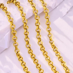 Polierte 6mm Edelstahl Rolo-Kette in Gold für DIY Schmuck und Taschenzubehör