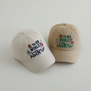 Kids Baseball Cap Cotton Embroidered Adventure Theme Sun Protection Adjustable Outdoor Hat For Boys Girls