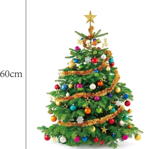 60cm artificial Christmas tree with colorful baubles and gold star for home window decor