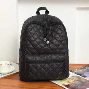 Quilted Backpack For Women Lightweight Water Resistant Nylon Diamond Pattern Large Capacity Casual Travel Daypack