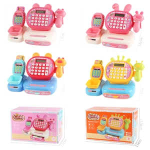 Kids toy cash register set with scanner and multiple colors in grid layout
