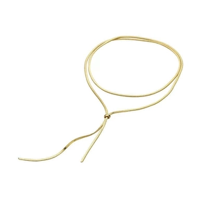 Adjustable golden snake chain necklace with slider clasp and smooth metal beads