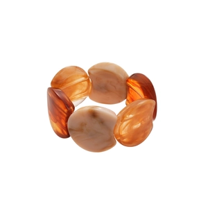 Minimalist acrylic bangle featuring amber and cream tortoiseshell patterns with a resin finish