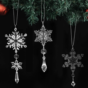 Clear Acrylic Christmas Snowflake Ornaments Transparent Tree Pendants Decorative Hanging Ornaments For Holiday Home Party Decoration