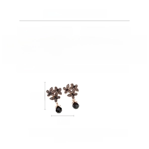 Detailed size specifications for vintage gold flower earrings with crystals and glass