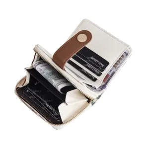 Baellerry women's short wallet with bear print showing internal slots and card holder