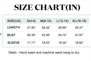 Detailed size chart for women hoodie with bust and sleeve measurements in inches