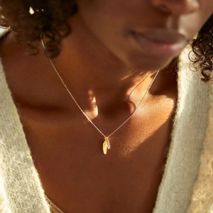 Elegant S925 sterling silver necklace featuring gold and silver feather pendants on a thin chain
