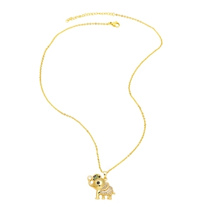 Gold elephant necklace with sparkling crystals and colorful gemstone accents for women