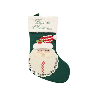 Christmas tree countdown calendar stocking with Santa design and 24-day date display