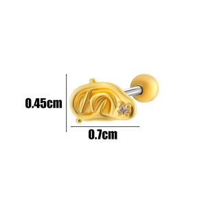Detailed size view of bowknot stud earring with measurements 0.7cm by 0.45cm