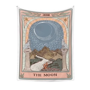 Bohemian tarot tapestry featuring the Moon design for vintage home wall decor