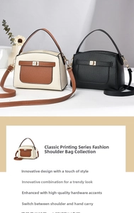 Detail of lychee pattern leather bags with golden turn-lock buckles and round top handles