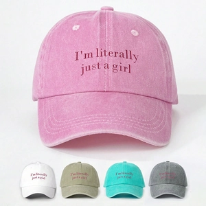 Baseball Cap Washed Cotton Embroidery Lettering I'm Literally Just A Girl Adjustable Sun Protection Vintage For Women