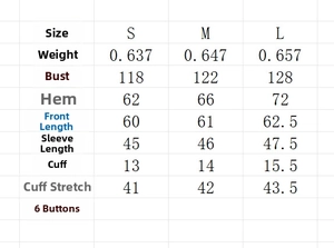 Size chart for vintage color-block cable knit cardigan showing measurements and weight info