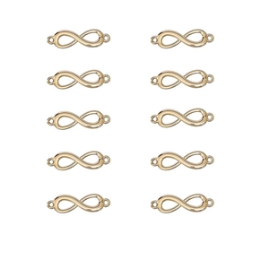 Set of 10 golden metal infinity symbol jewelry connectors for DIY bracelets and earrings