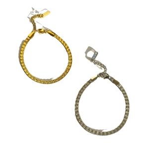Minimalist 18k gold plated stainless steel 4mm embossed chain bracelets in gold and silver