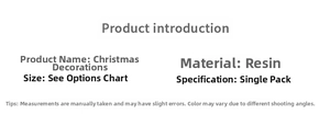 Detailed technical specifications for resin Christmas tree decorations and mini ornaments