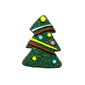 Accessoire DIY sapin de Noël vert en résine avec paillettes et points colorés