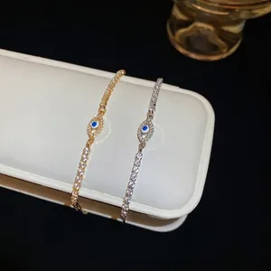 Luxury oval evil eye bracelets with gold and silver finishes and zircon micro-paving