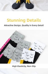 Detail of high-elasticity chicken claw print socks with non-slip cuff and trendy pattern