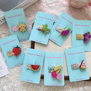 8pcs cute glitter fruit hair clips set including strawberry and cherry for girls