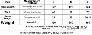 Detailed size chart for the V-neck midi dress with measurements and washing instructions