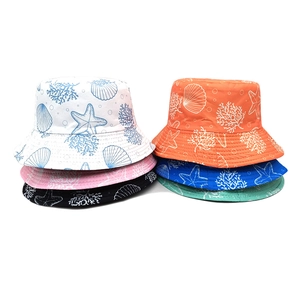 Bucket Hat Polyester Sun Protection Double Sided Outdoor Summer Starfish Marine Print Fisherman Cap For Unisex