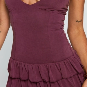Halter Neck Mini Dress Polyester Deep V-Neck Backless Layered Ruffle Tiered Cake Skirt Sexy Slim Fit Summer Party Women