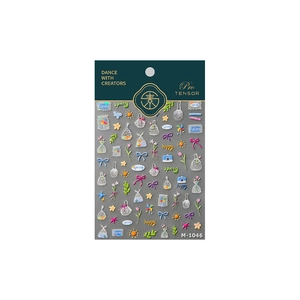 Kids flower and butterfly nail art stickers M-1046 set with green cardboard header