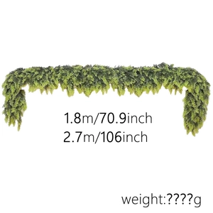 Detail of faux Norfolk pine garland showing 1.8m and 2.7m length specifications