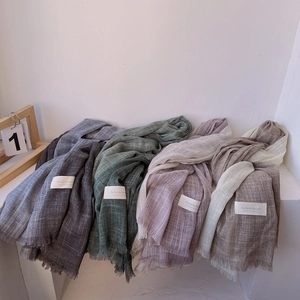 Elegant cotton linen scarves in various gradient colors like grey, pink and green