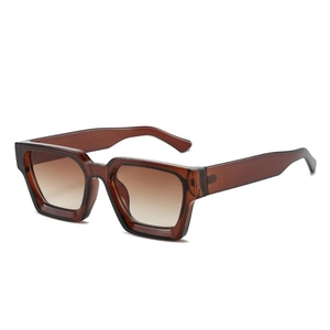 Chic thick-frame square sunglasses in brown gradient lenses on a white background