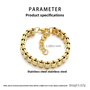 Détails du bracelet à maillons en acier inoxydable doré de 11mm avec fermoir homard