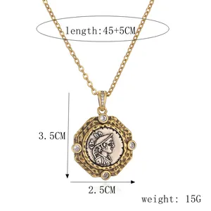 Dimensions détaillées du collier avec pendentif pièce de monnaie romaine antique