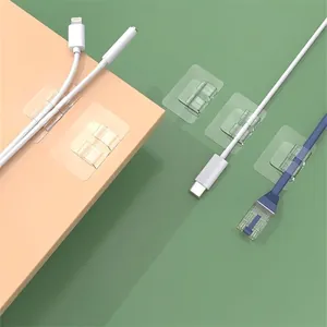 Transparente selbstklebende Kabelclips zur Organisation von USB- und Netzkabeln