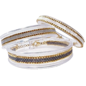 Handmade Miyuki bead bracelets with adjustable 304 stainless steel clasp in gold and white