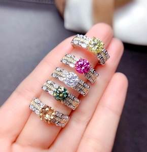 Sparkling Round Cut Zircon Copper Ring Multi Layer Two Tone Paved Band Adjustable Fashion Jewelry For Women