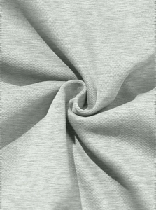Close-up of light gray knitted fabric texture on hooded trench coat for men