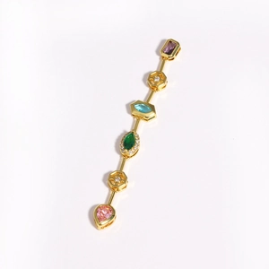 Elegant gold pendant featuring multi-colored gemstones and cubic zirconia crystals