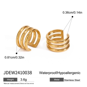 Waterproof gold stainless steel multi-layer ear cuff set with low-allergy finish