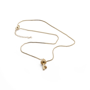 French retro gold plated necklace featuring cute mushroom pendant on minimalist chain