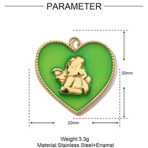 Specifiche dimensionali del ciondolo a cuore con angelo in acciaio inossidabile e smalto