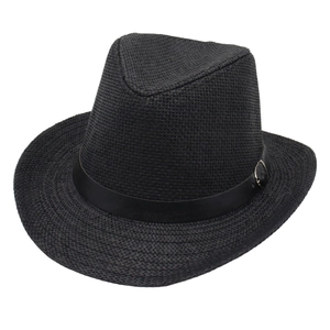 Unisex Western Cowboy Straw Hat Vintage Jazz Fedora Sun Hat Woven Breathable Wide Brim With Leather Band For Travel Beach Outdoor