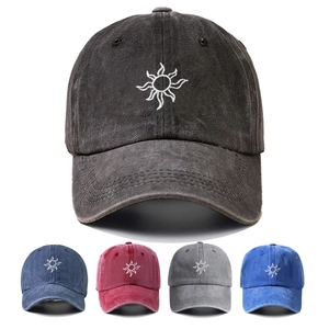 Washed Cotton Baseball Cap Sun Embroidery Distressed Vintage Adjustable Sun Hat For Men Women Outdoor Daily Protection