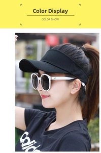 Detail of a black sun visor hat with wide brim, perfect for outdoor sports and sun protection